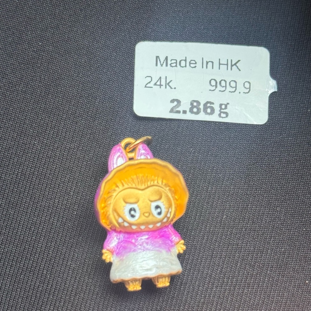 24KARAT REAL GOLD The Monster Labubu Pendant or charm